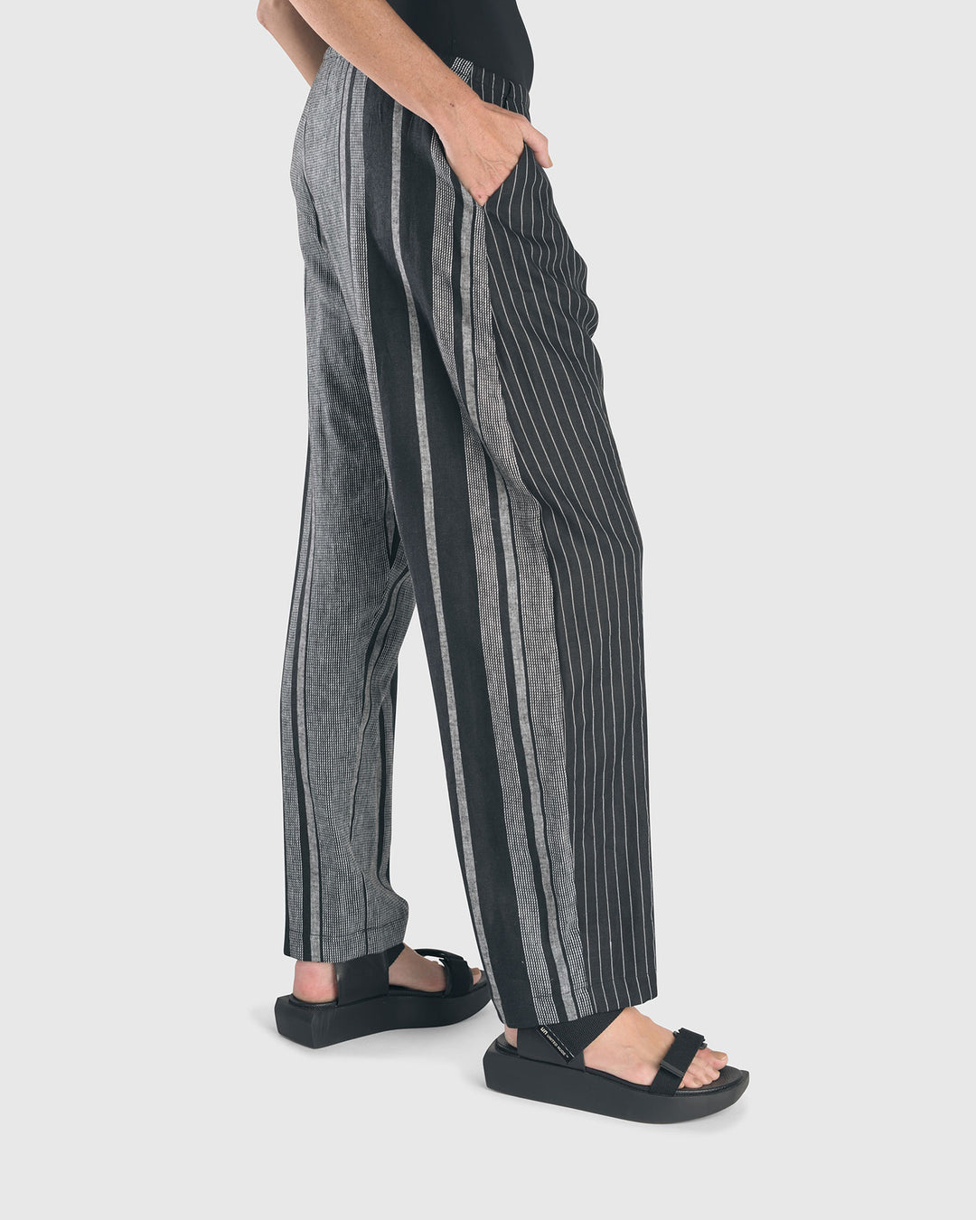 Melange Flat-Front Trousers, Stripe