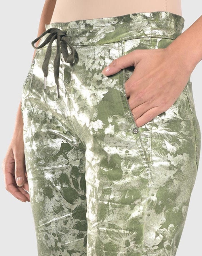 Floral Iconic Stretch Jeans, Olive