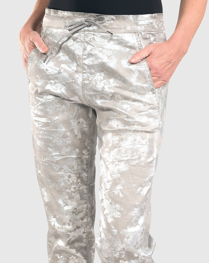 Floral Iconic Stretch Jeans, Silver