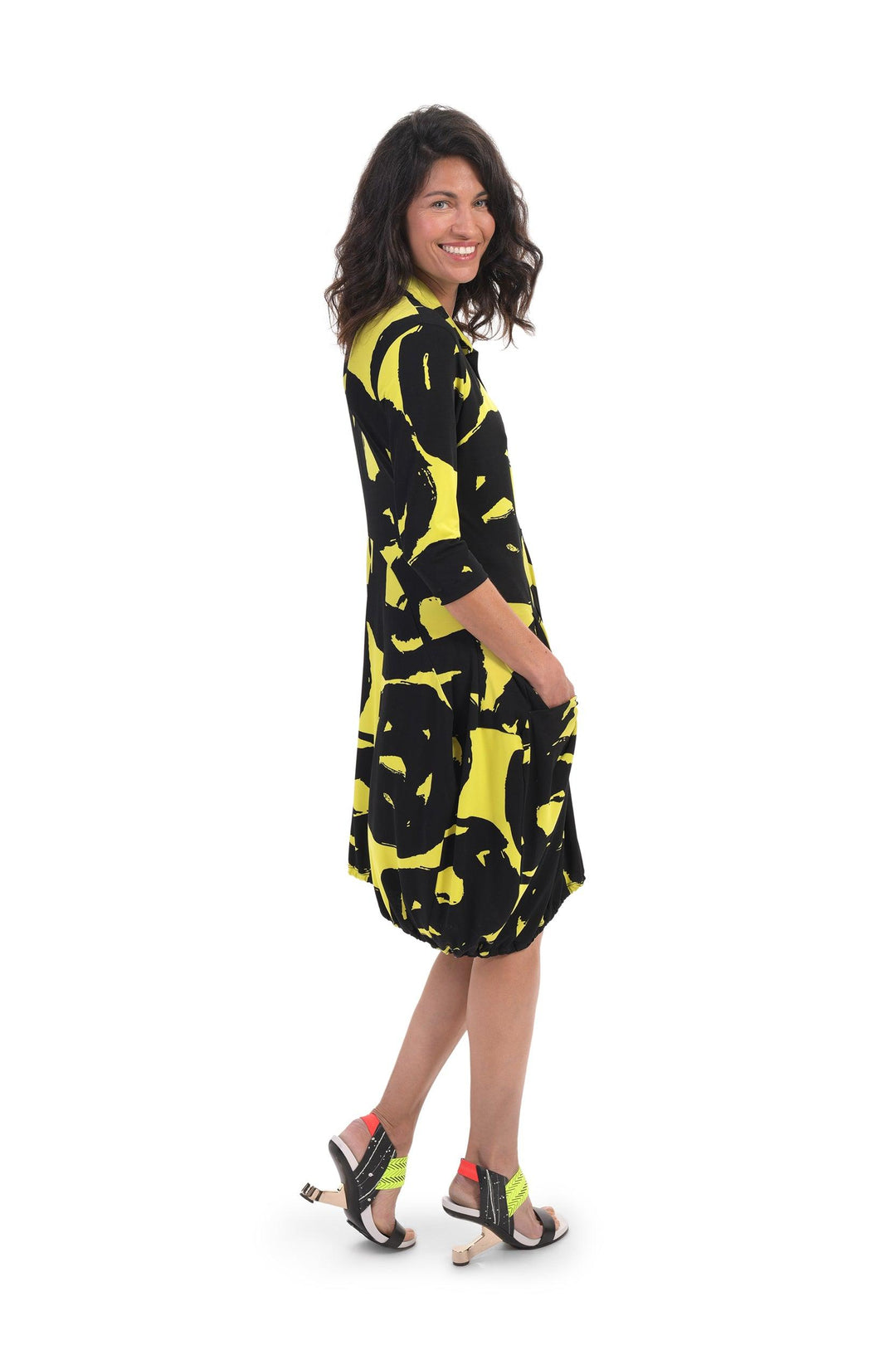 Art Print Wonderful Dress, Lime - Alembika Designer Women's Clothing