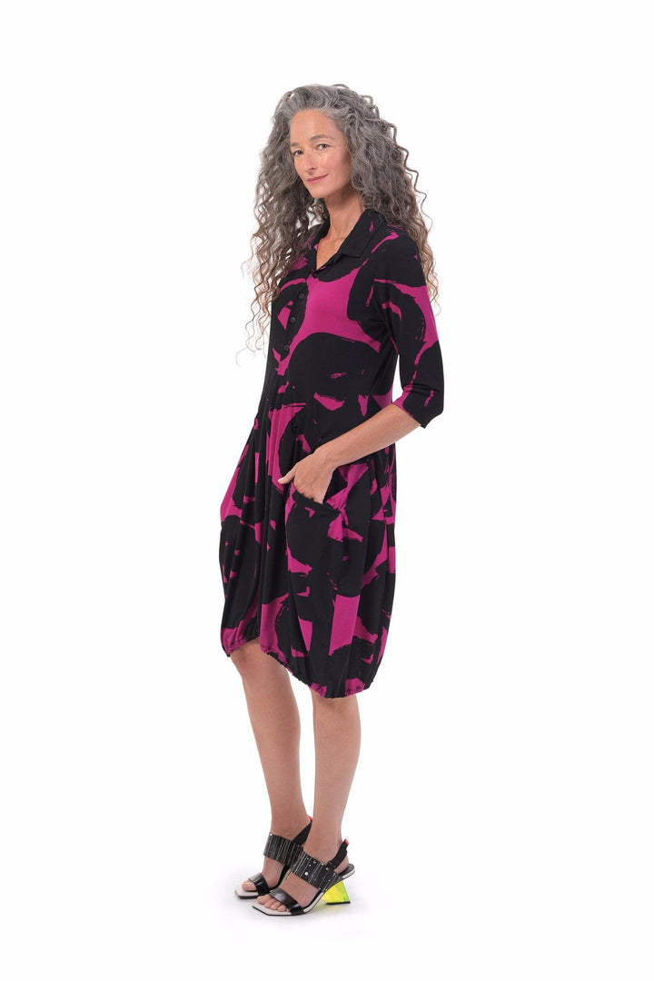 Art Print Wonderful Dress, Violet - Alembika Designer Women's Clothing