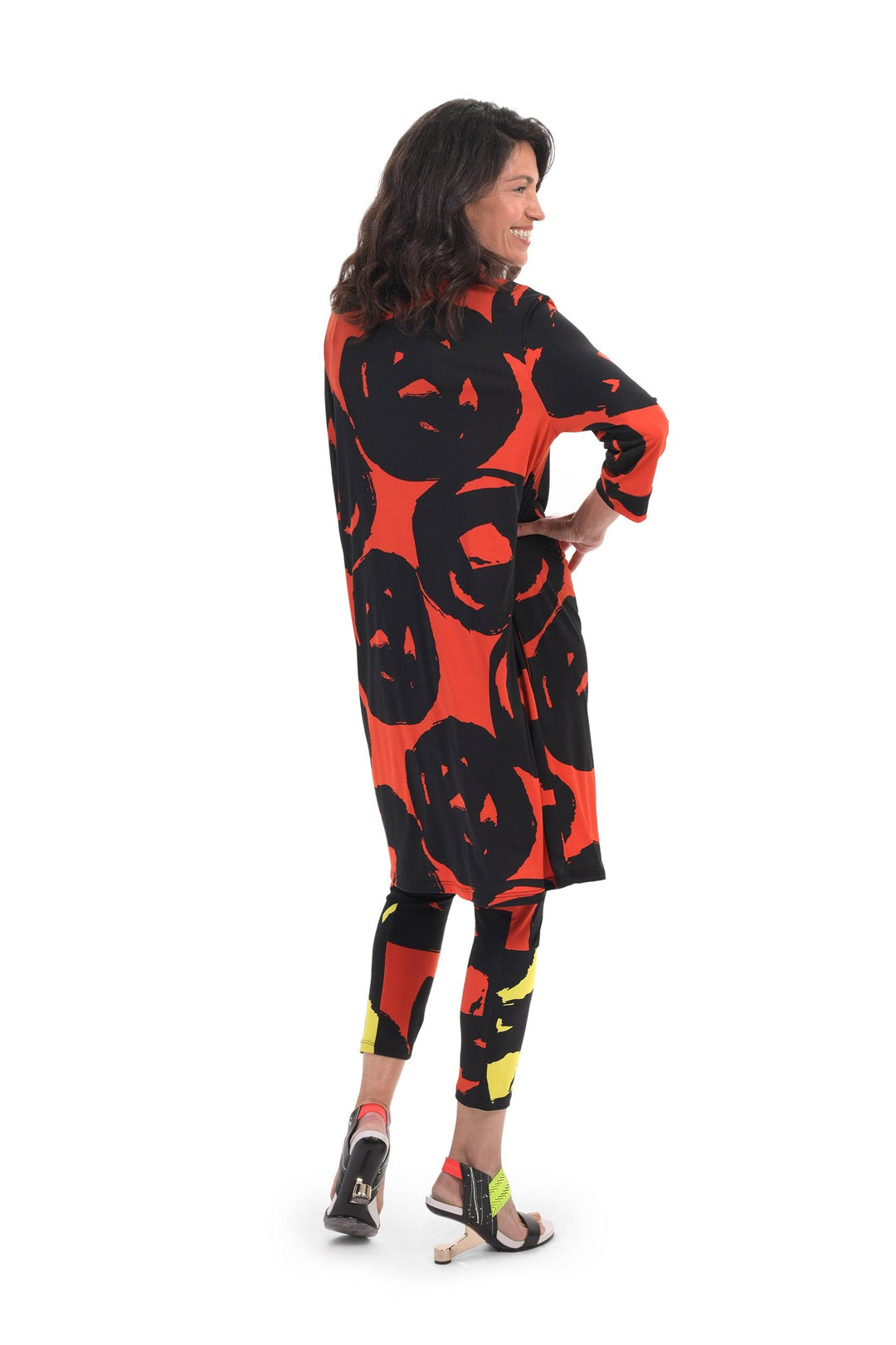 Art Print Leggings, Tangerine - Alembika Designer Women's Clothing
