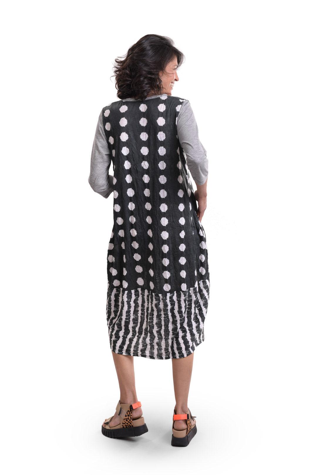 Duet Crinkle Cocoon Dress, Charcoal - Alembika Designer Women's Clothing