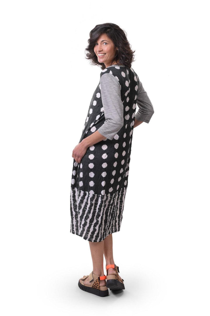 Duet Crinkle Cocoon Dress, Charcoal - Alembika Designer Women's Clothing