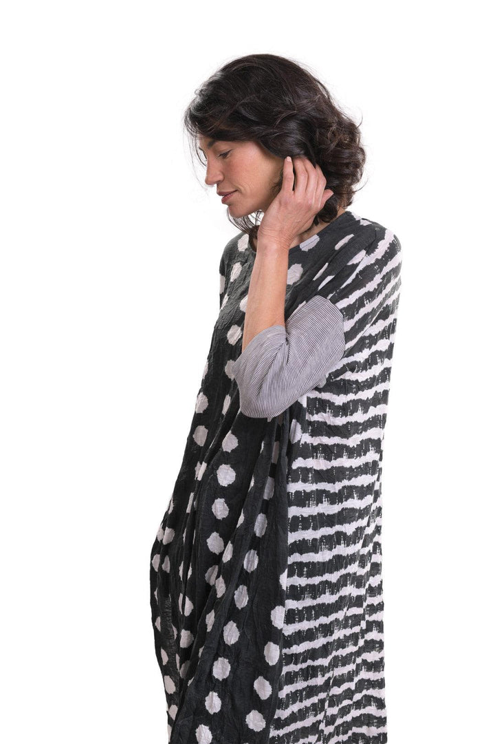 Duet Crinkle Tunic Dress, Charcoal - Alembika Designer Women's Clothing