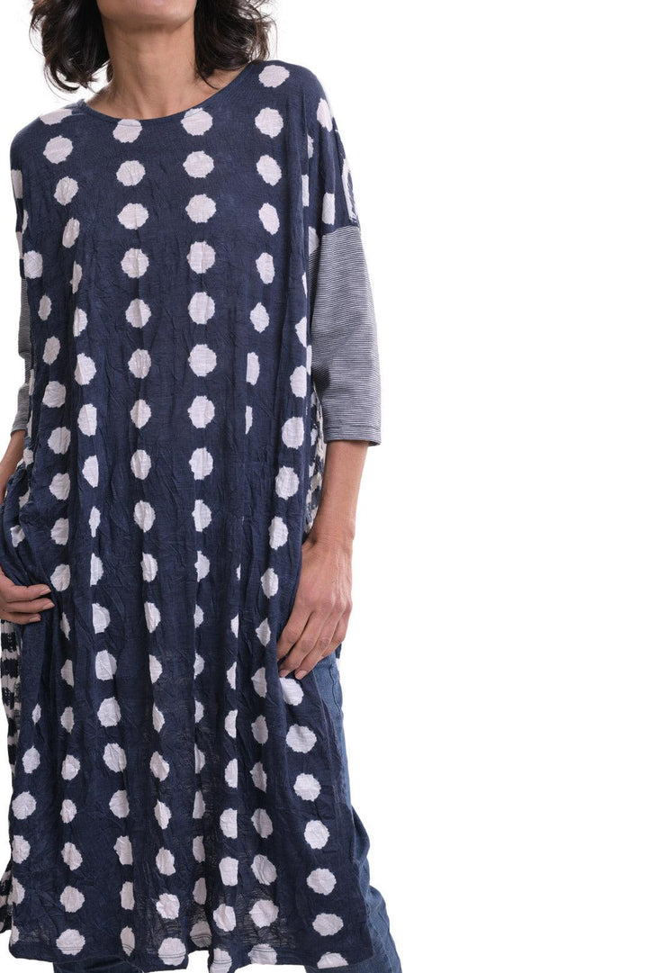 Duet Crinkle Tunic Dress, Navy - Alembika Designer Women's Clothing