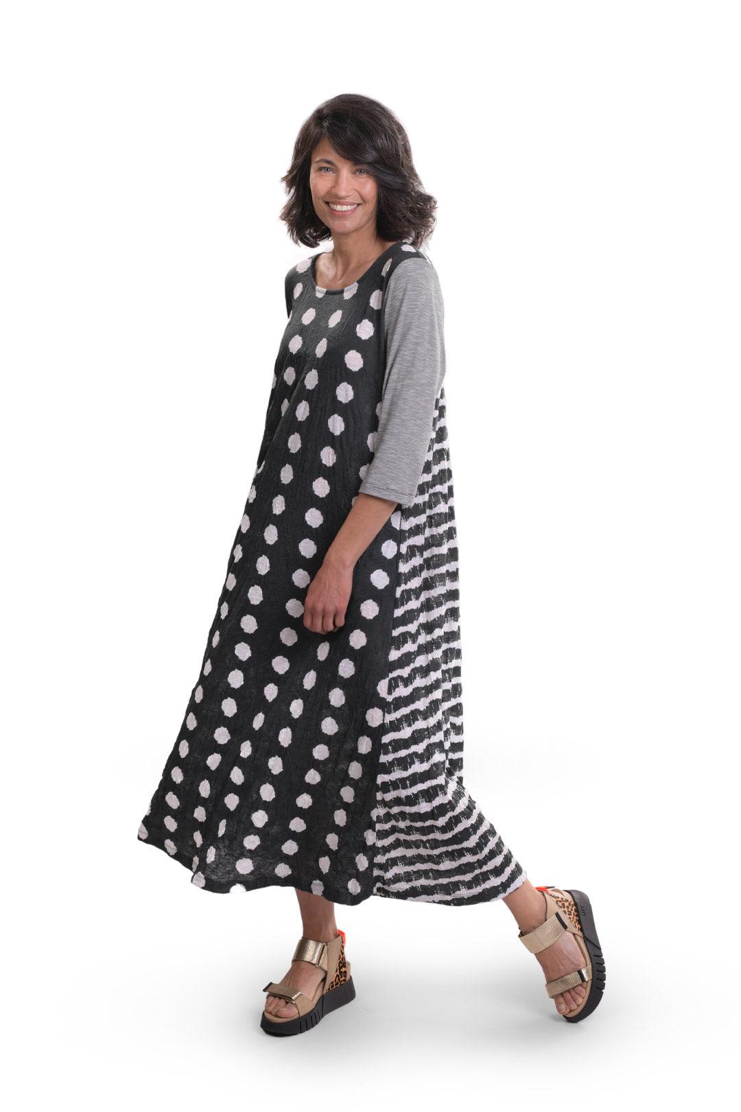 Duet Crinkle Maxi Dress, Charcoal - Alembika Designer Women's Clothing