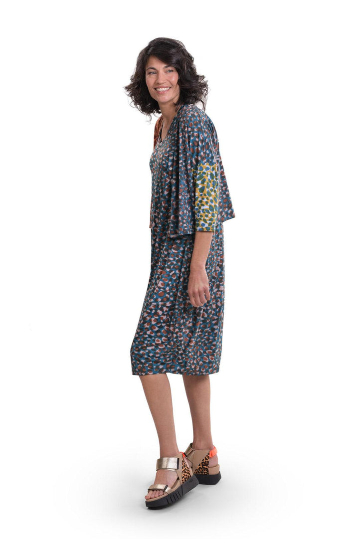 Confetti Cocoon Dress, Turquoise - Alembika Designer Women's Clothing
