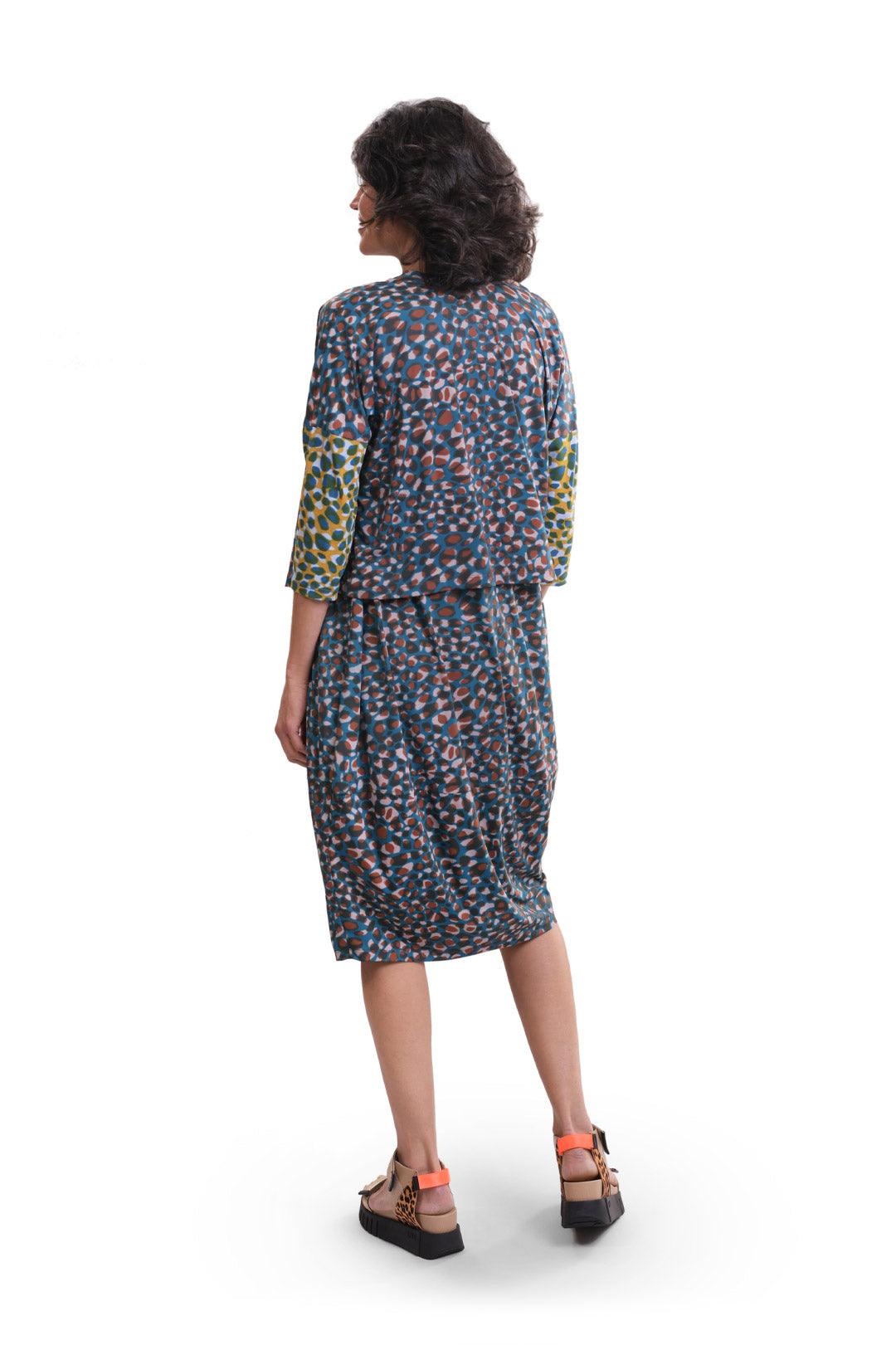 Confetti Cocoon Dress, Turquoise - Alembika Designer Women's Clothing