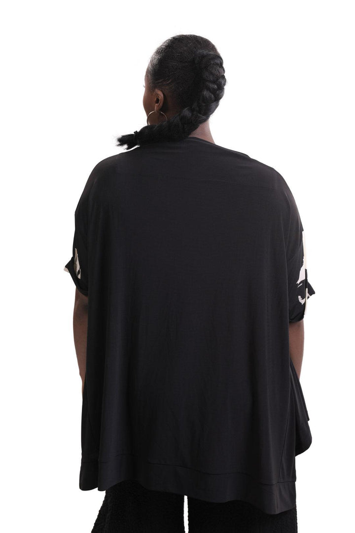 Art Print Trapeze Top, Creme - Alembika Designer Women's Clothing
