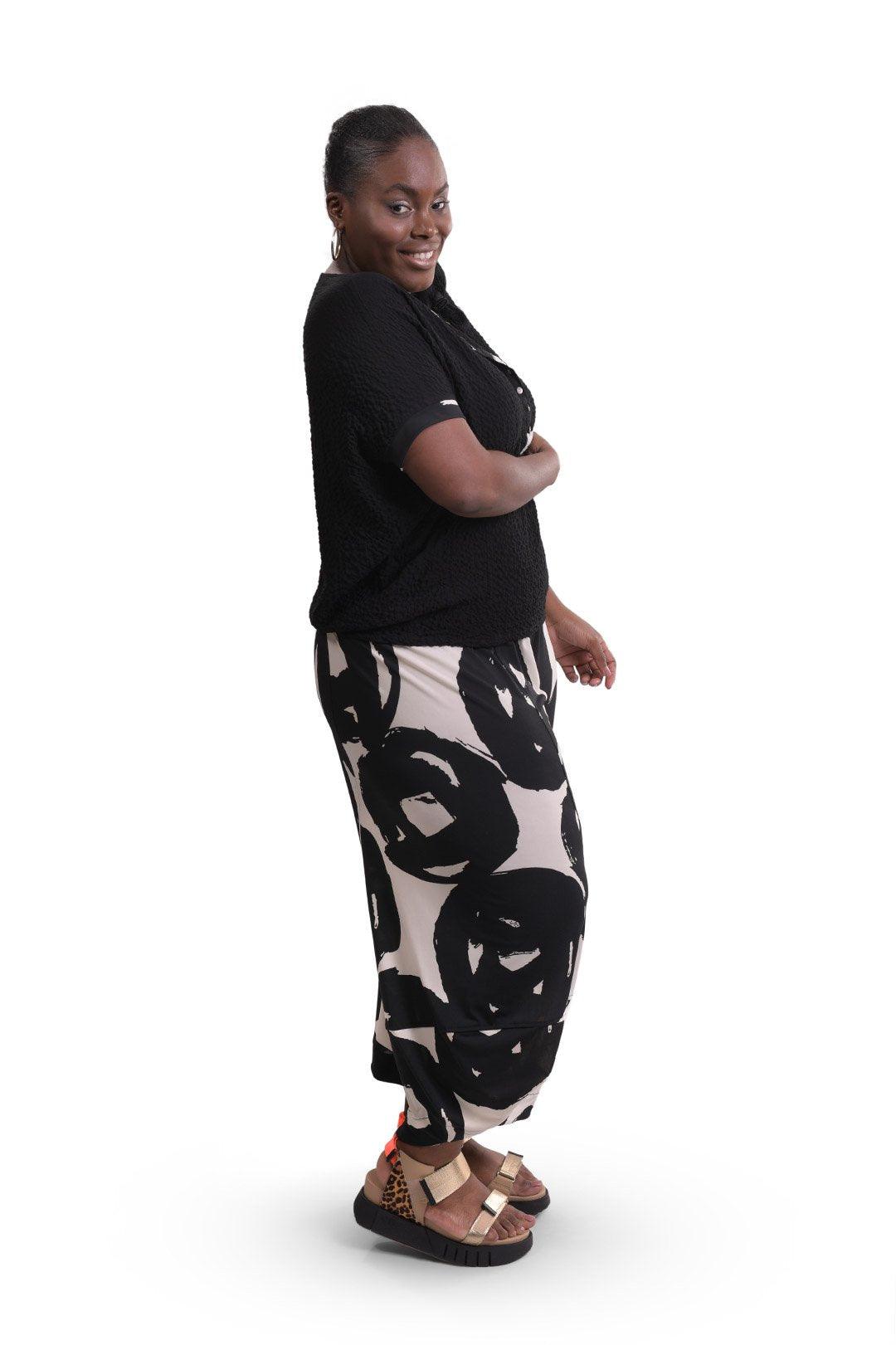 Art Print Punto Pants, Creme - Alembika Designer Women's Clothing