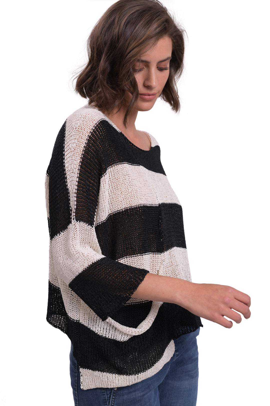 Luxe Pocket-Hem Sweater, Cream
