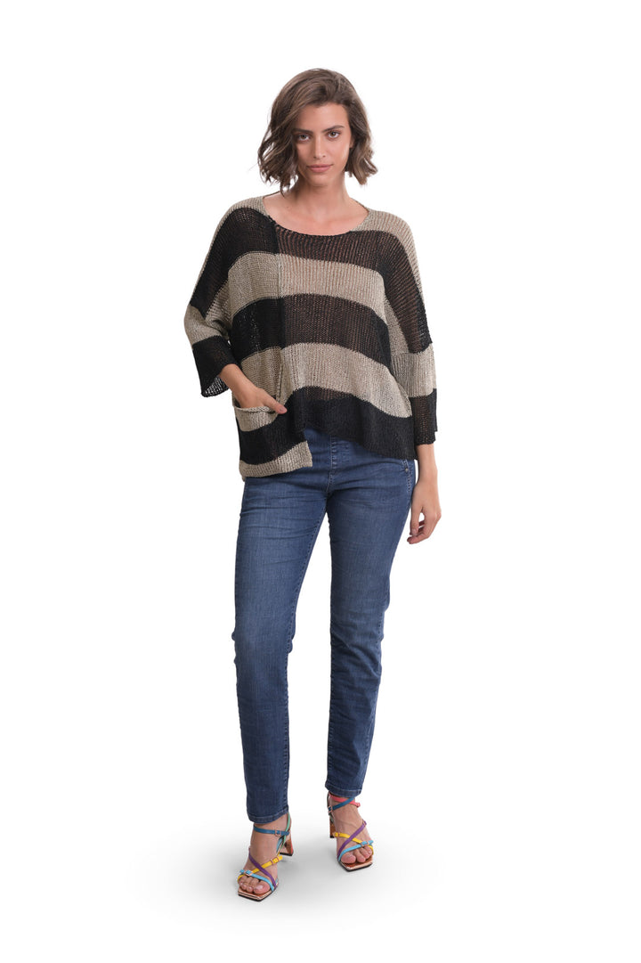 Luxe Pocket-Hem Sweater, Stone