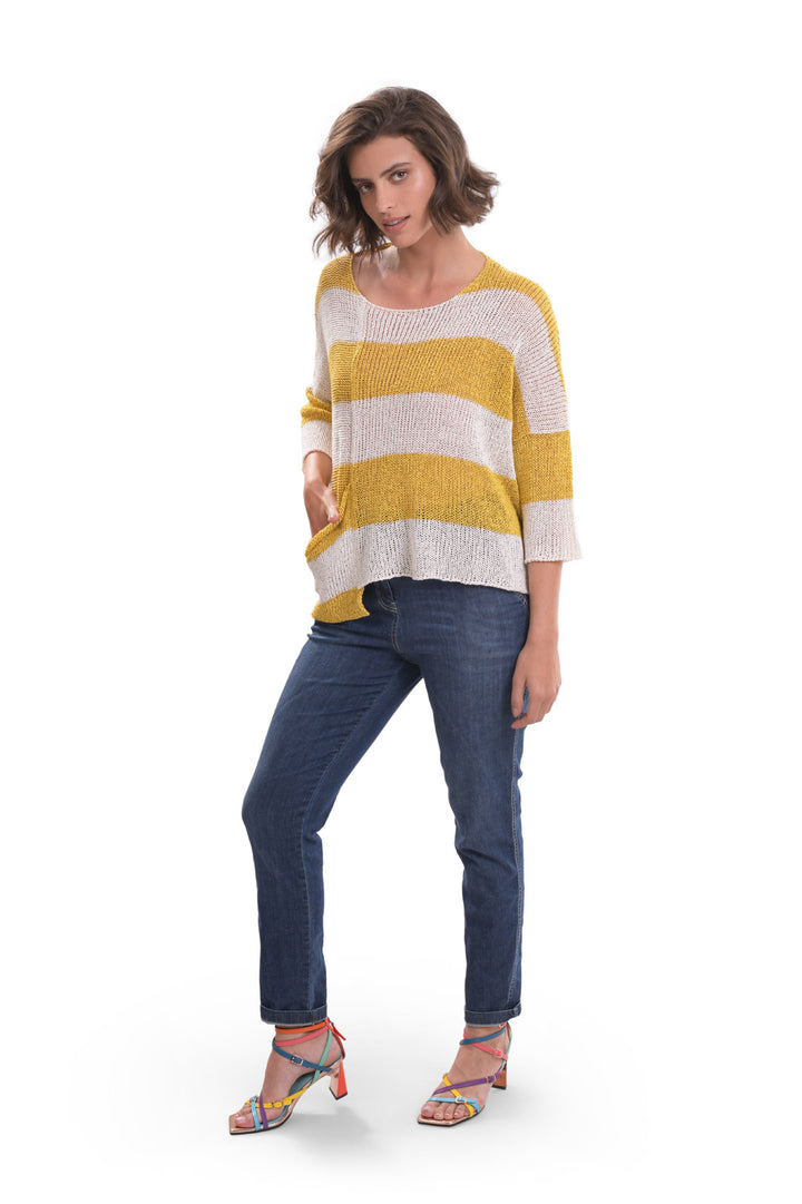 Luxe Pocket-Hem Sweater, Yellow