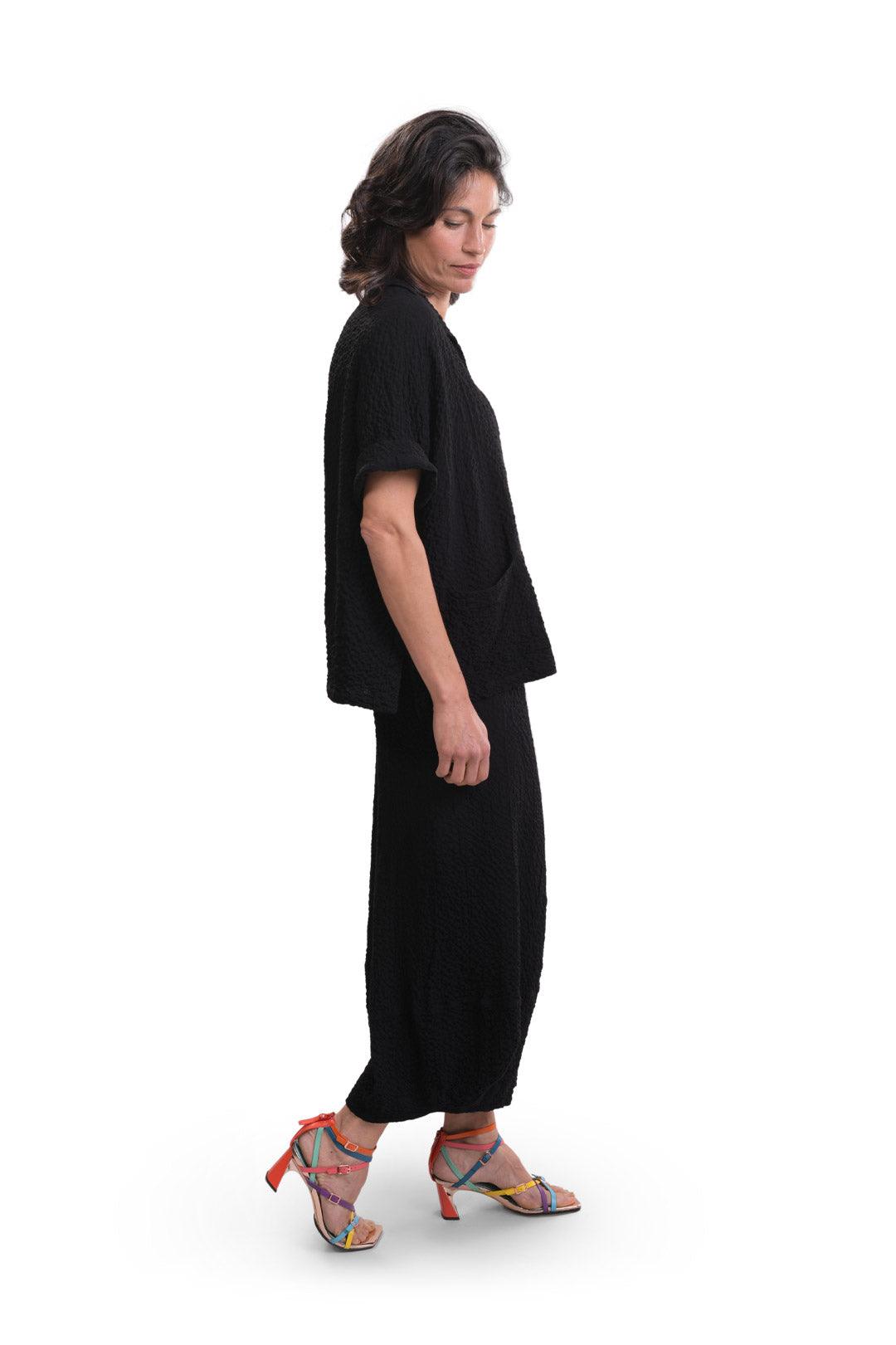Crepe Polo Top, Black - Alembika Designer Women's Clothing