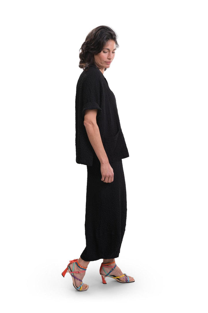 Front-Zip Punto Pants, Black - Alembika Designer Women's Clothing