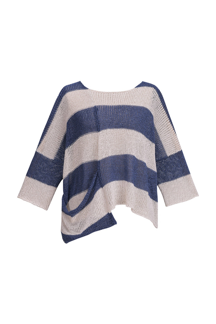 Luxe Pocket-Hem Sweater, Navy