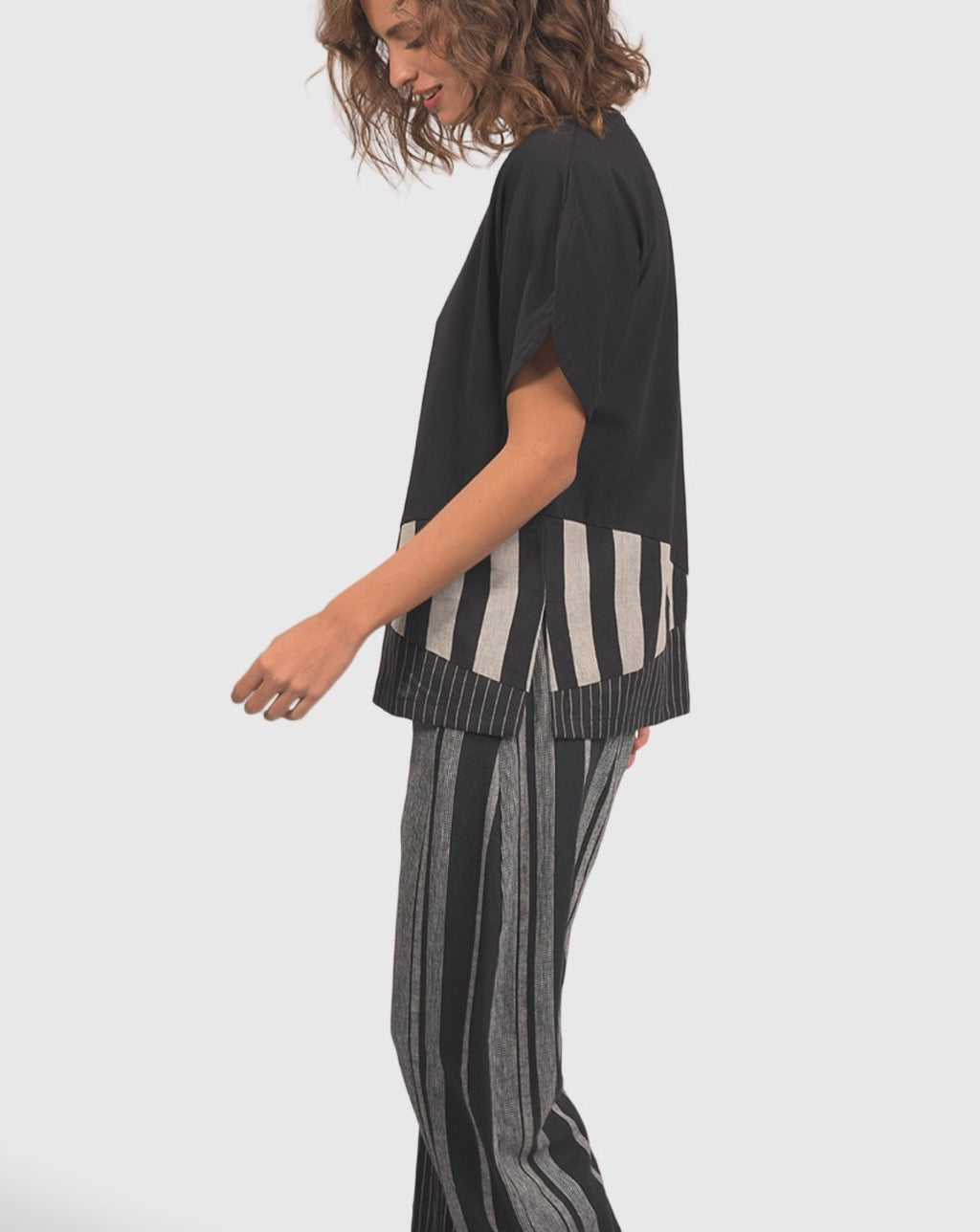 Melange Flat-Front Trousers, Stripe