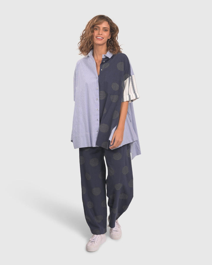 Dot Trousers, Navy - Alembika Designer Women's Clothing