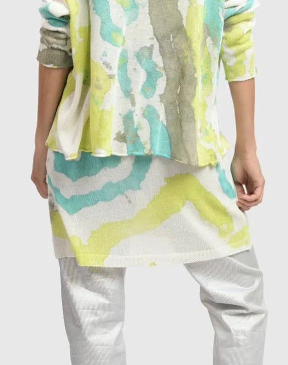 Watercolor Sleeveless Tunic Sweater, Lagoon