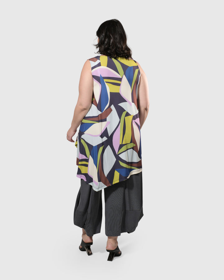 Amelie Sleeveless Tunic Top, Abstract