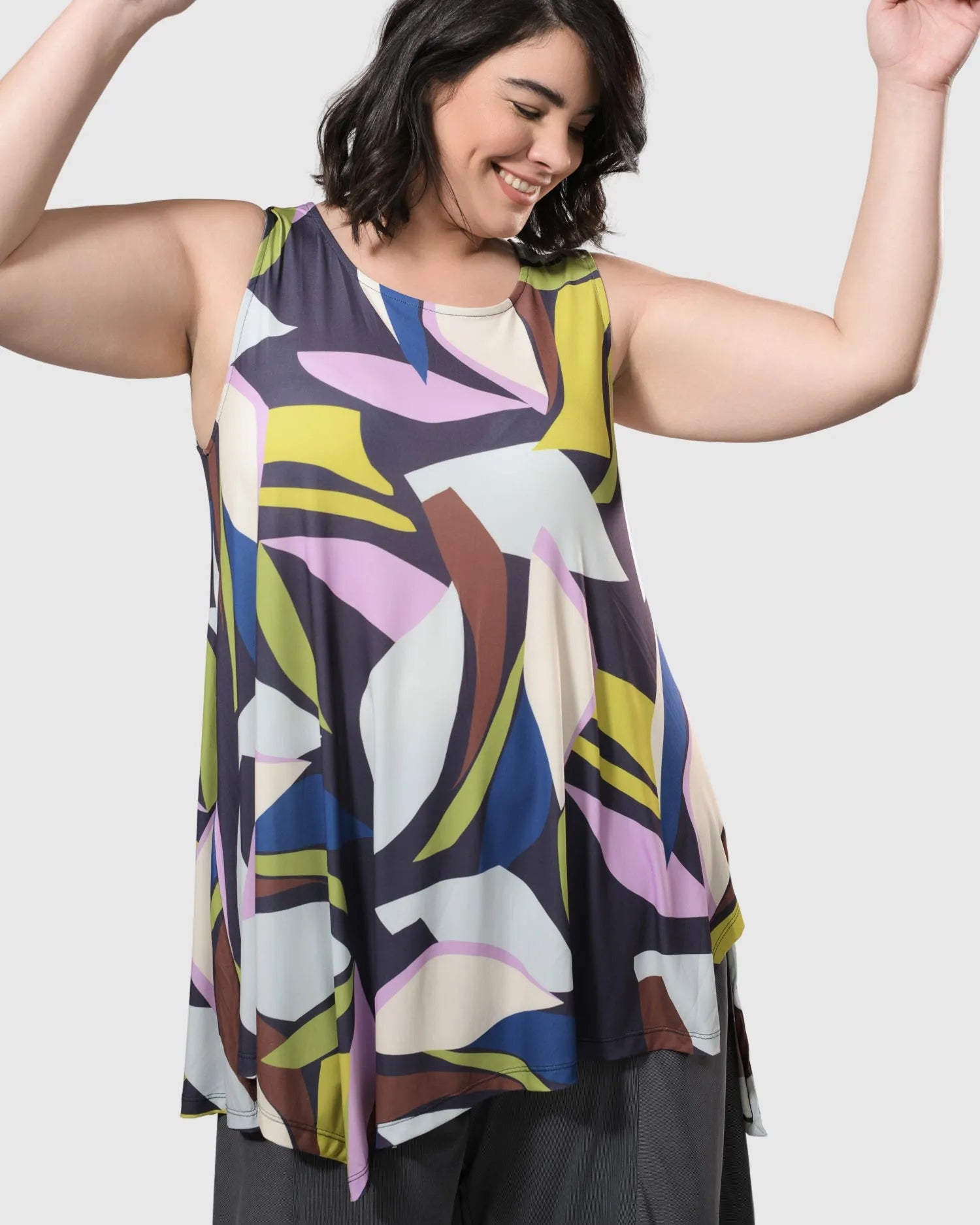Amelie Sleeveless Tunic Top, Abstract – Alembika U.S.