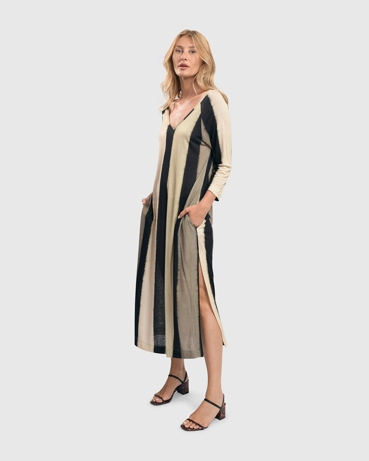 Get In Line Caftan Tunic Top, Stripes
