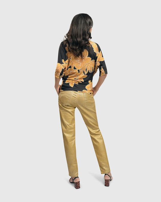 Pinstripe Iconic Stretch Jeans, Gold