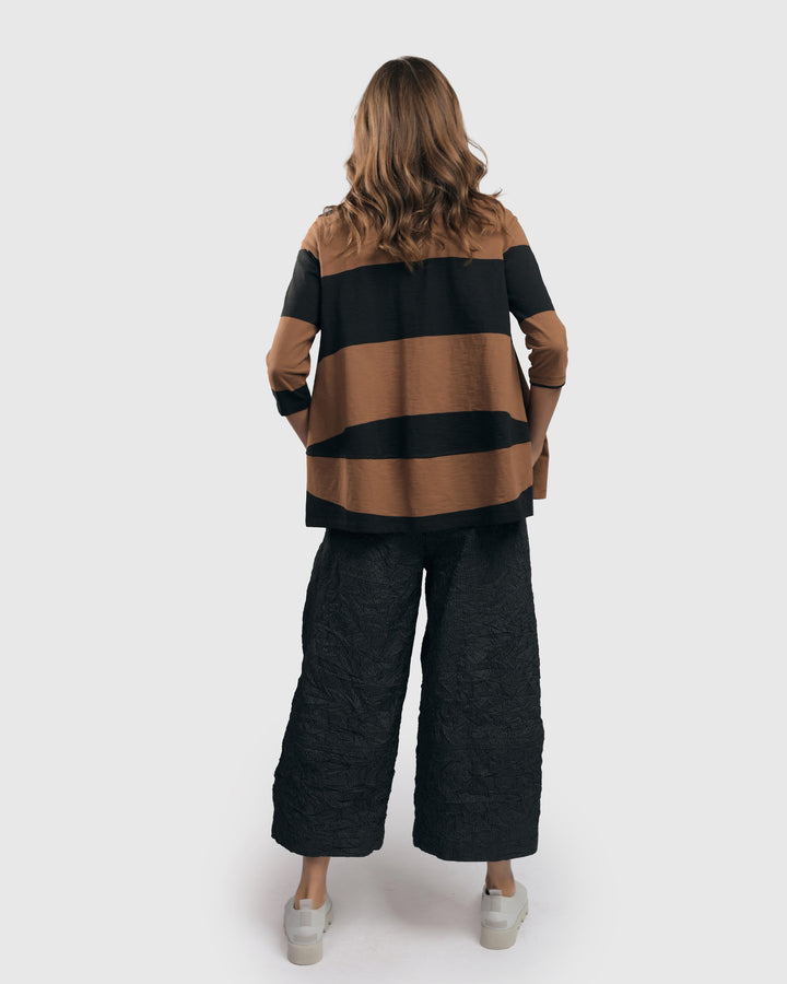 Urban Barri Stripe Cocoon Top, Sepia/black