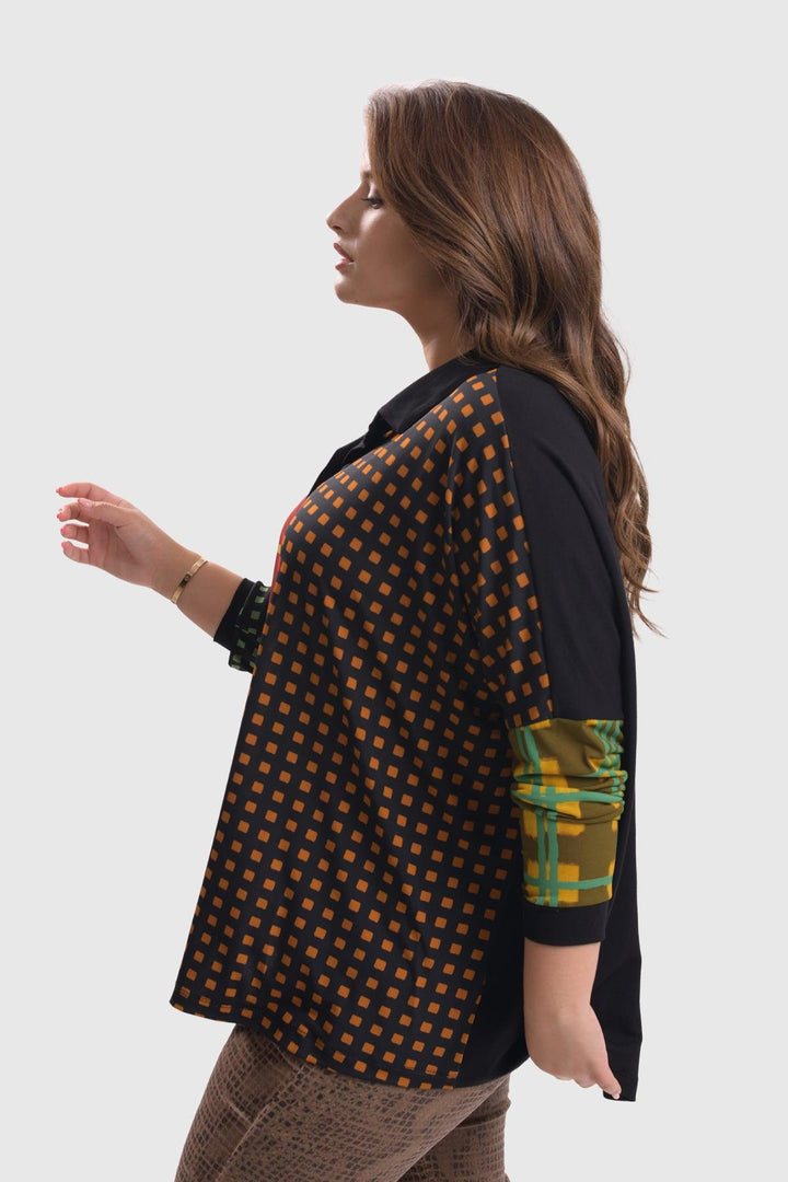 Check Blouse, Multi - Alembika Designer Women's Clothing