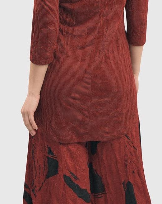 Crinkle V-neck Top, Red - Alembika Designer Women's Clothing