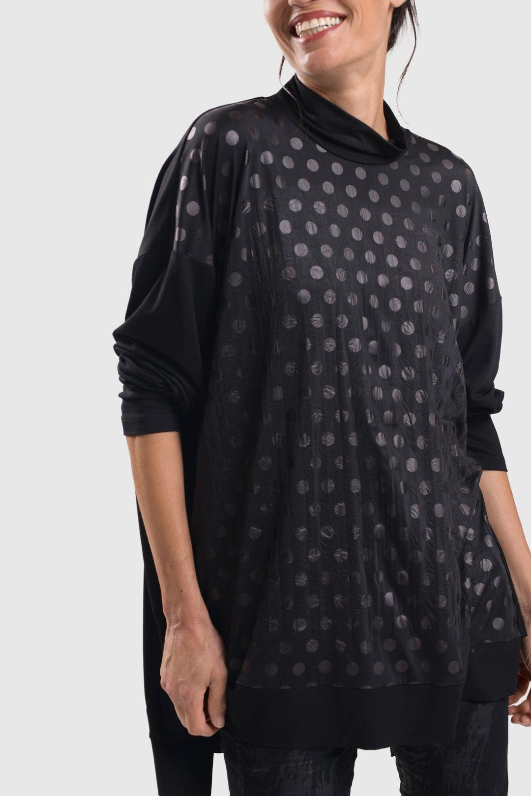 Circles Trapeze Top, Black - Alembika Designer Women's Clothing