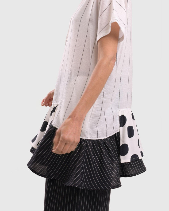 Flounce Tunic Shirt, White - Alembika Designer Women's Clothing