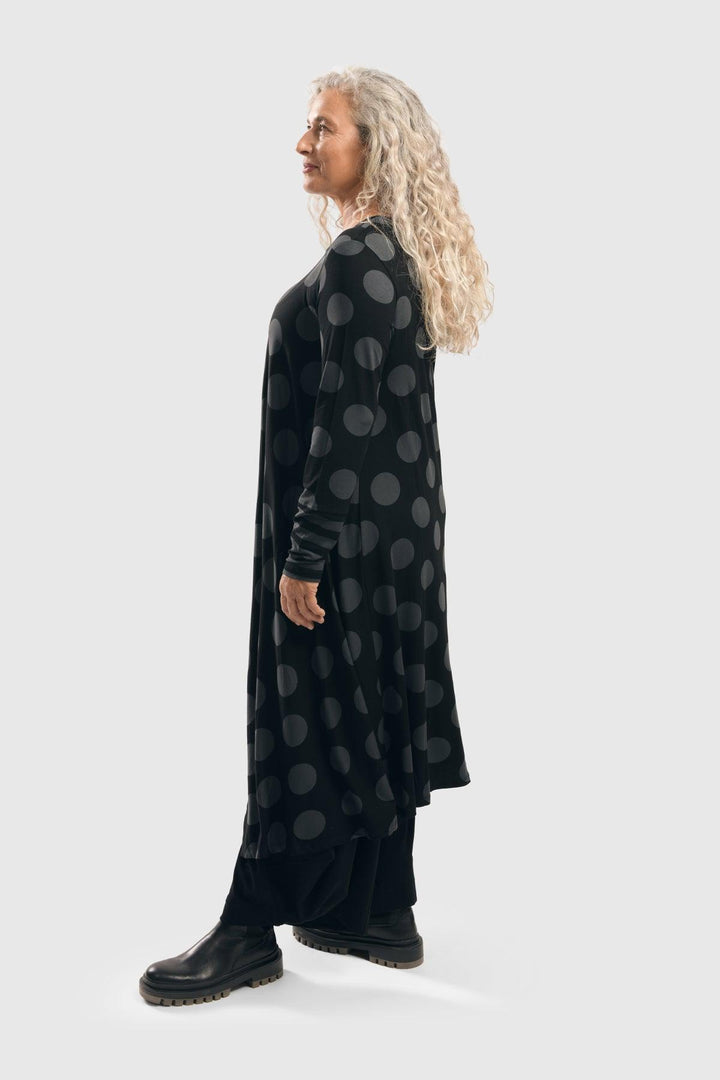 Dot Hi-Lo Top, Grey/black - Alembika Designer Women's Clothing