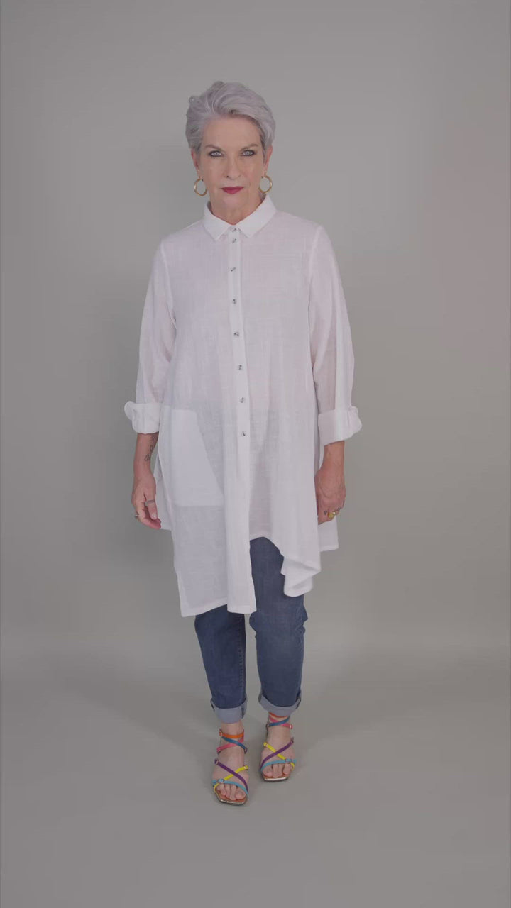 Pippa Muslin Tunic Shirt, White