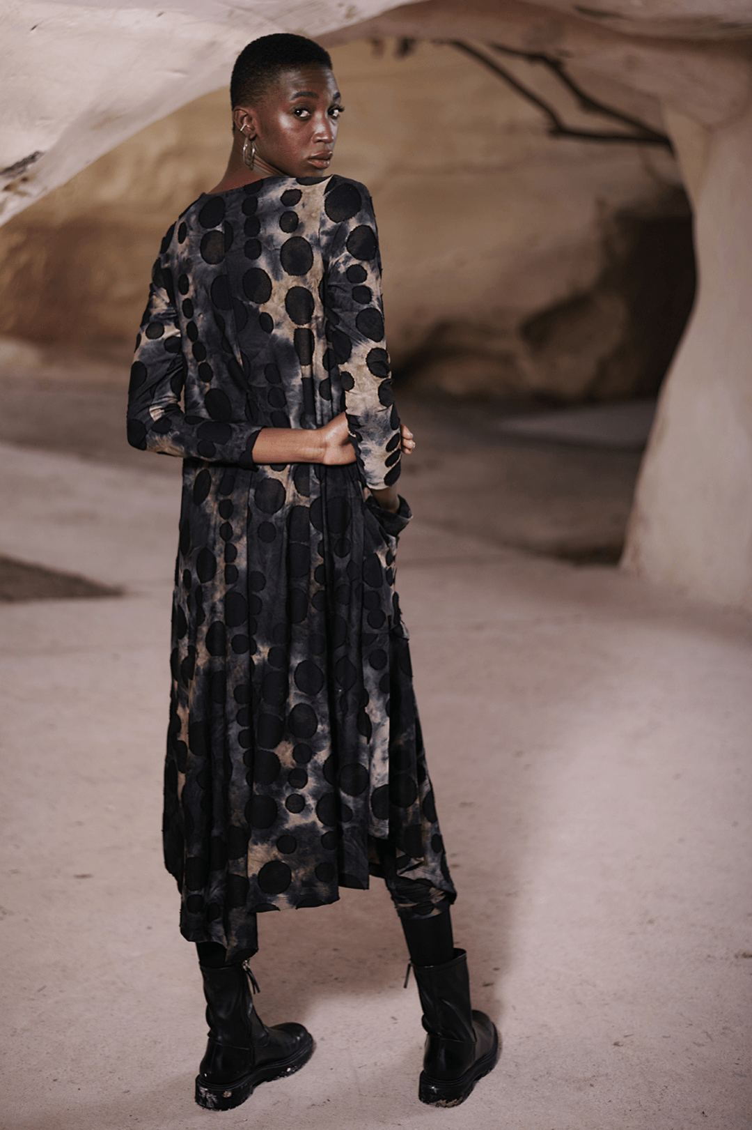 Echo Asymmetry Dress, Coffee - Alembika Designer Women's Clothing