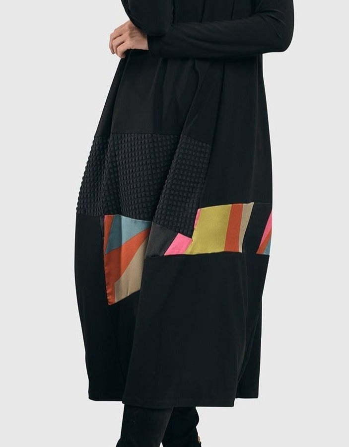Abstract Mix Media Cocoon Dress, Multi