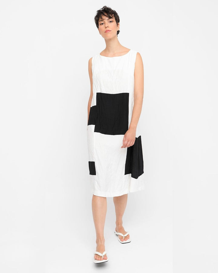 Ozai N Ku Block Sleeveless Midi Dress, Black/white
