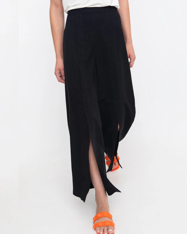 Ozai N Ku Must-Have Slit-Front Flare Pants, Black