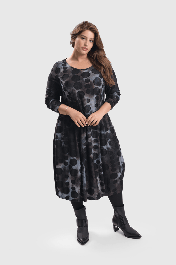 Echo Cocoon Dress, Smoke - Alembika Designer Women's Clothing