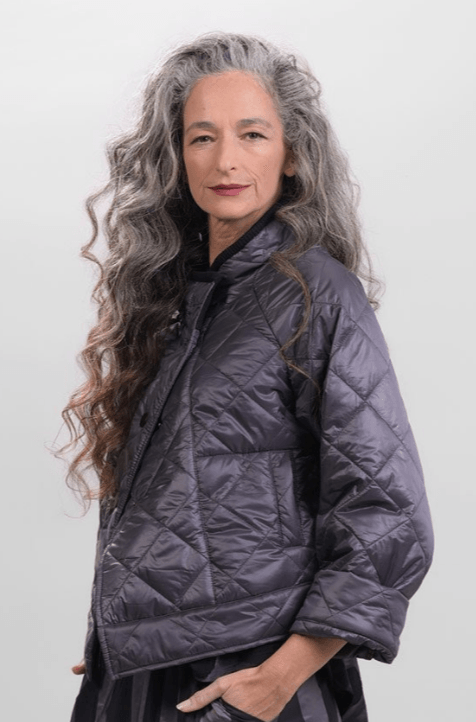 Ether Rib Trim Jacket, Grey - Alembika Designer Women's Clothing