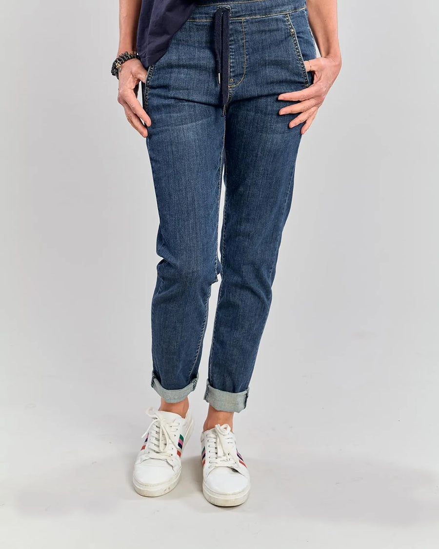 Alembika Pants - Washed Iconic Stretch Jeans, Navy